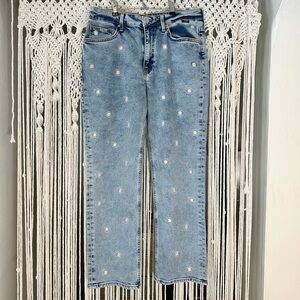 Mavi Light Blue Daisy Print Straight Leg Jeans- cottagecore